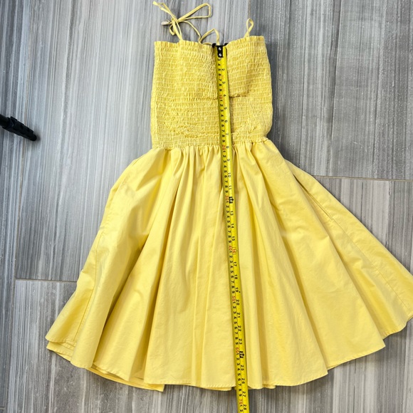 Yellow Smocked Mini dress with Pockets Medium - Picture 6 of 10
